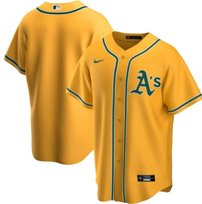 Men's Oakland Athletics Blank Yellow Cool Base Stitched Jersey